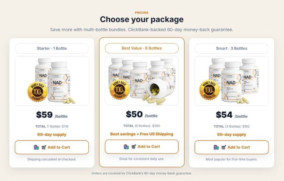 Ozelyt NAD+ Booster Complex pricing and multi-bottle bundle options